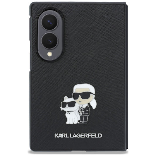 Hülle für Samsung Galaxy Z Fold8 F971, Karl Lagerfeld, Saffiano Karl & Choupette Metallpin, Schwarz