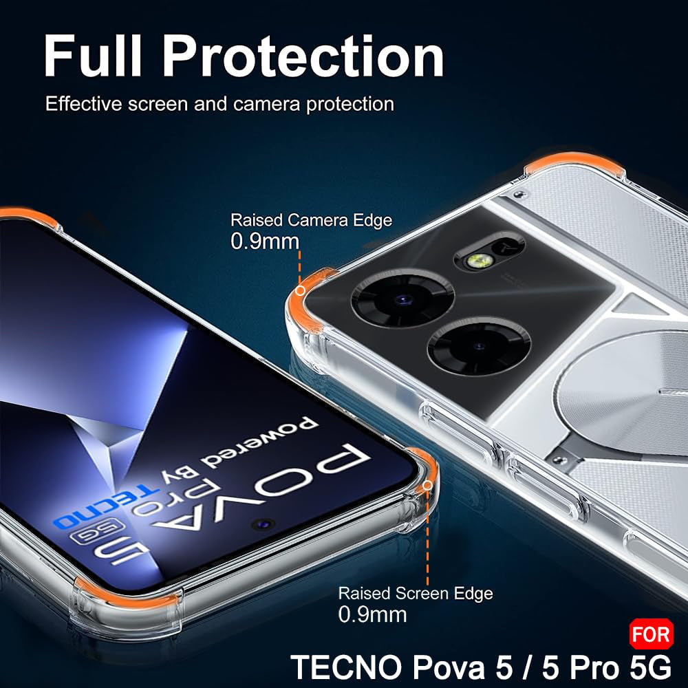 Custodia per Tecno Pova 5 Pro, Techsuit, Shockproof Clear, Trasparente