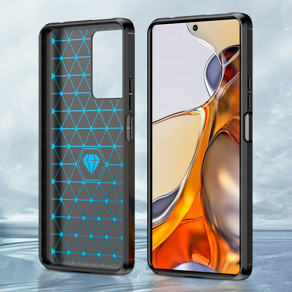 Custodia per Xiaomi 11T / 11T Pro, Techsuit, Carbonio, Nera