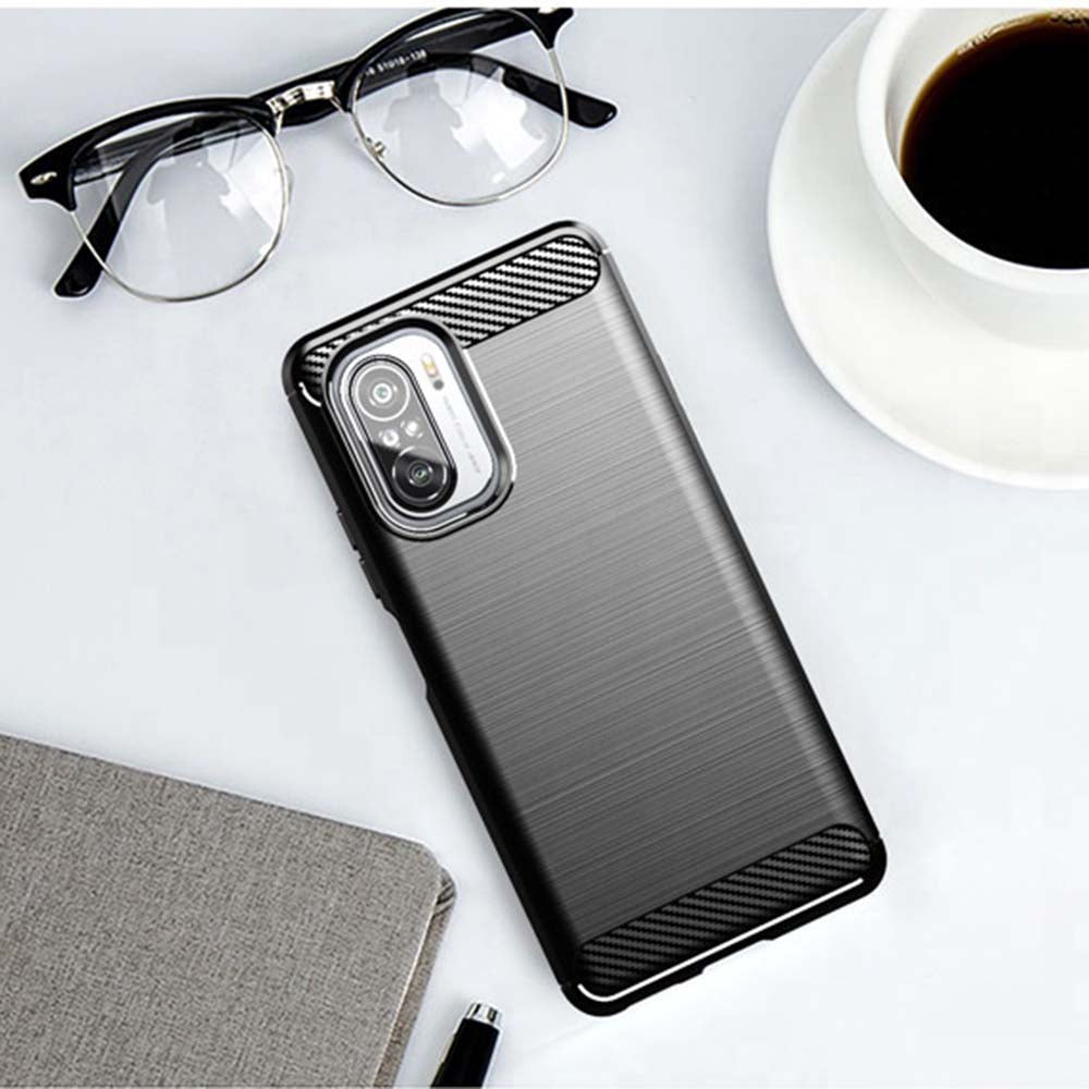 Custodia per Xiaomi Poco F3 / Mi 11i, Techsuit, Carbonio, Nera