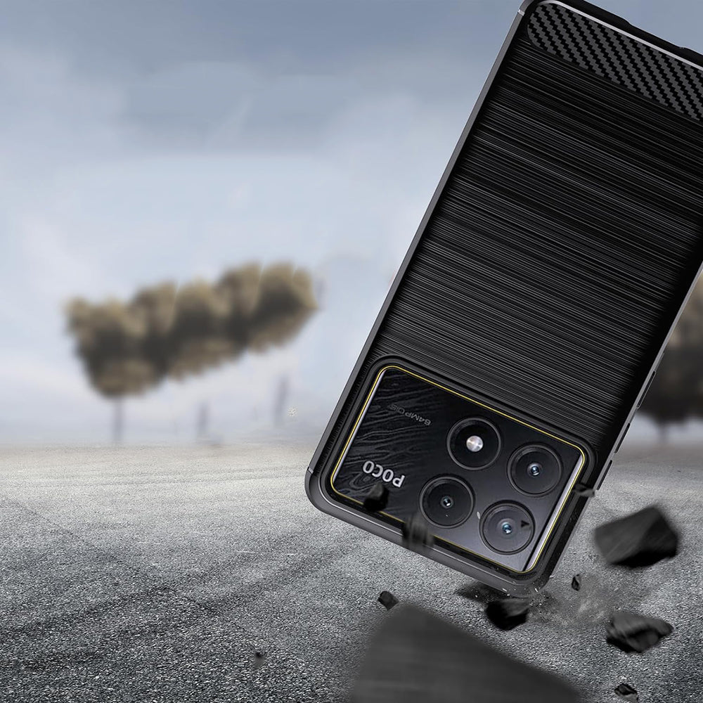 Custodia per Xiaomi Poco F6 Pro, Techsuit, Carbonio, Blu