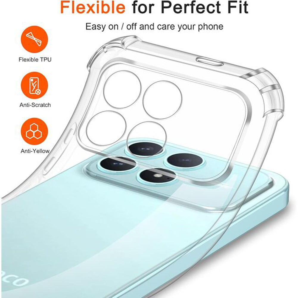 Custodia per Xiaomi Poco F8 Pro, Techsuit, Shockproof Clear, Trasparente