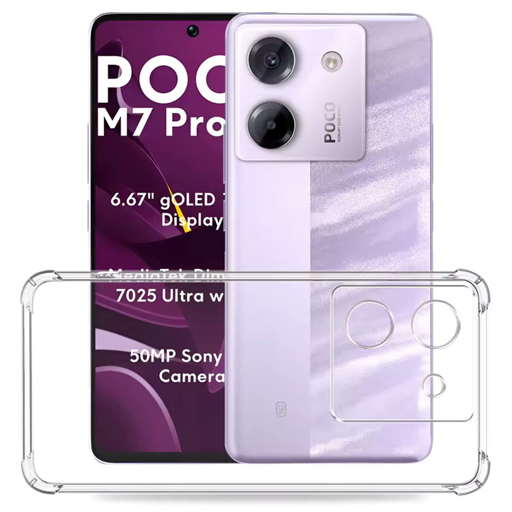 Custodia per Xiaomi Poco M7 Pro 5G, Techsuit, Shockproof Clear, Trasparente