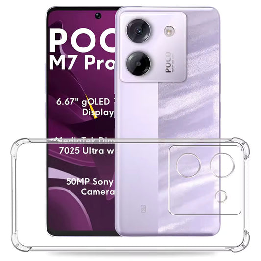 Custodia per Xiaomi Poco M7 Pro 5G, Techsuit, Shockproof Clear, Trasparente