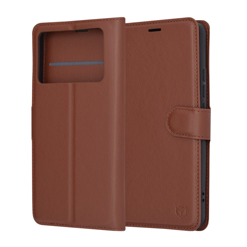 Coque pour Xiaomi Poco X6 Pro, Techsuit, Leather Folio, Marron
