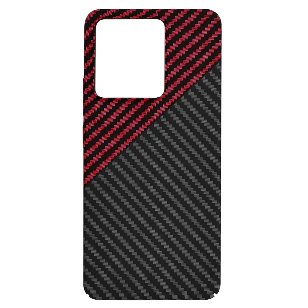 Custodia per Xiaomi Redmi Note 13 4G, Techsuit, Carbonite FiberShell, Nero Rosso