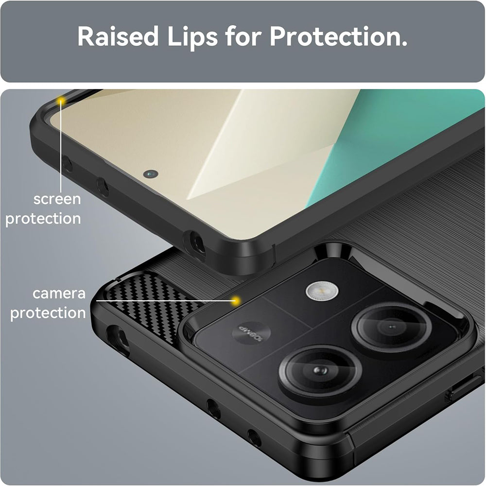 Custodia per Xiaomi Redmi Note 13 5G, Techsuit, Carbonio, Nera