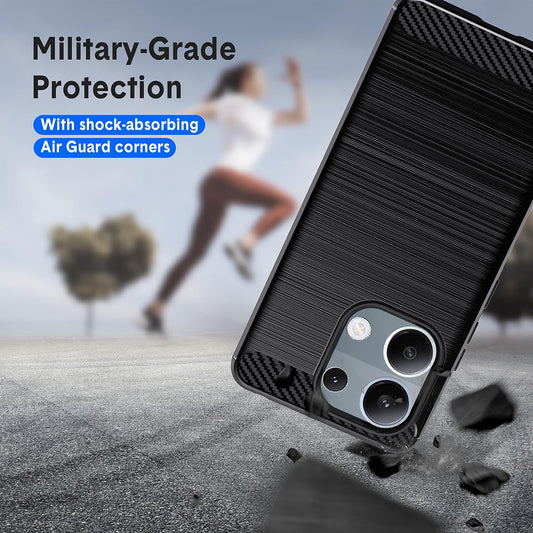 Hülle für Xiaomi Redmi Note 13 Pro 4G / Poco M6 Pro 4G, Techsuit, Carbon, Schwarz
