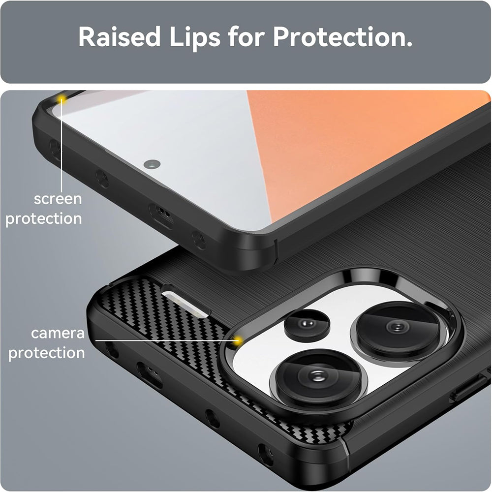 Custodia per Xiaomi Redmi Note 13 Pro+, Techsuit, Carbonio, Nera