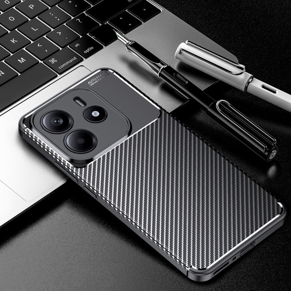 Custodia per Xiaomi Redmi Note 14 4G (Regionale), Techsuit, CarbonFiber, Nera
