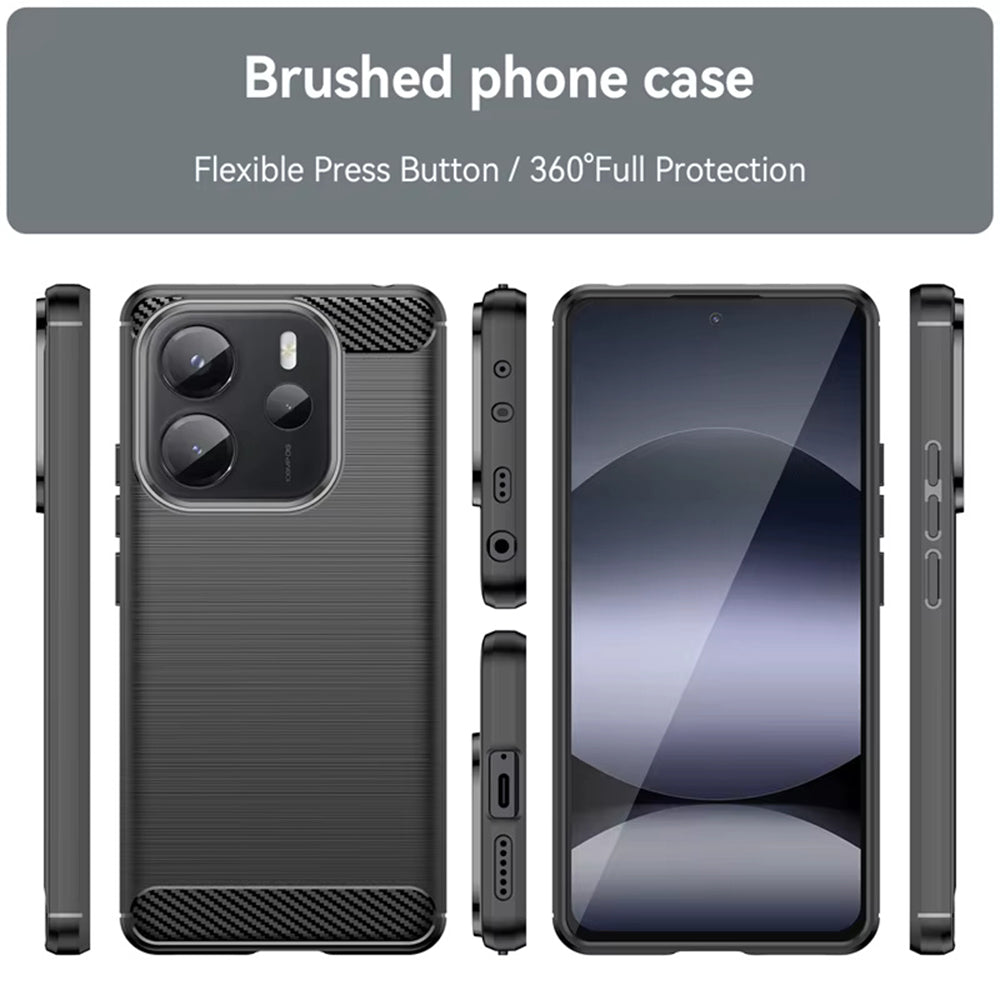 Custodia per Xiaomi Redmi Note 14 4G (Standard), Techsuit, Carbonio, Nera