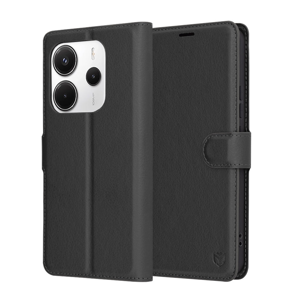 Custodia per Xiaomi Redmi Note 14 5G, Techsuit, Leather Folio, Nera