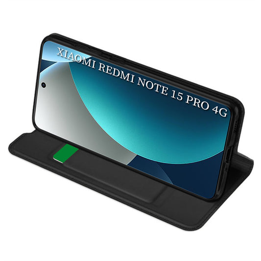 Hülle für Xiaomi Redmi Note 15 Pro 4G, Techsuit, Magskin Book, Schwarz