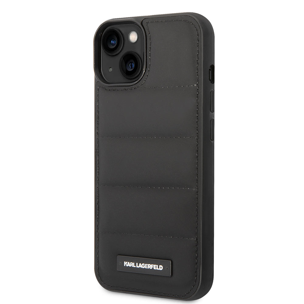 Custodia per Apple iPhone 14 Plus, Karl Lagerfeld, Quilted Puffy Metal Logo, Nera