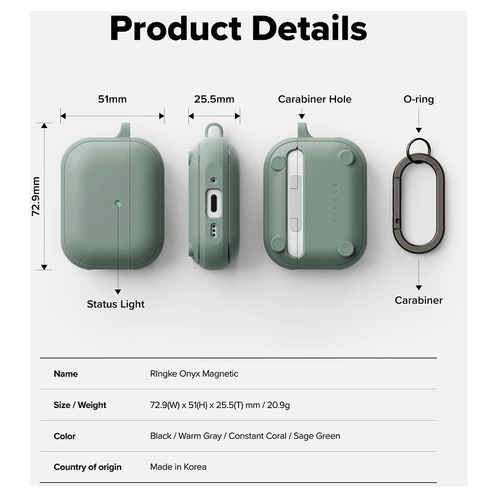 Coque Ringke Onyx Magnétique pour Apple AirPods Pro 3, Vert