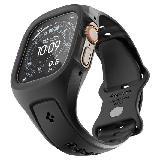 Coque Spigen Liquid Air Pro avec protecteur d'écran pour Apple Watch Ultra Series, Noir Mat ACS11416