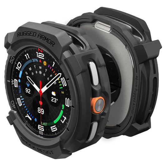 Spigen Rugged Armor Hülle für Samsung Galaxy Watch8 Classic, Mattschwarz ACS10012