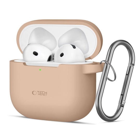 Étui Tech-Protect Silicone Hook pour Apple AirPods 4, Beige