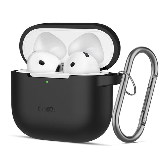 Étui Tech-Protect Silicone Hook pour Apple AirPods 4, Noir