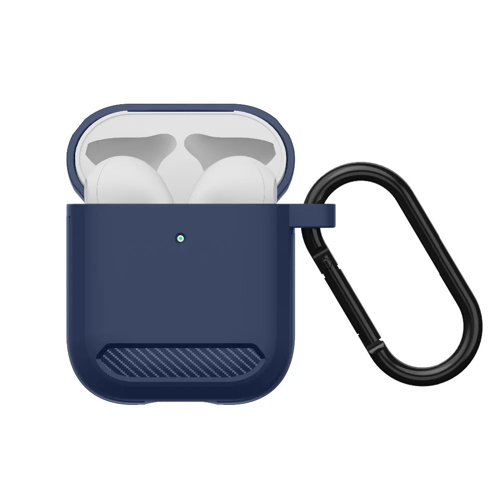 Techsuit Carbon Hülle für Apple AirPods Gen 2 / Gen 1, Marineblau