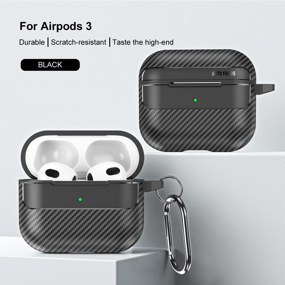 Custodia Techsuit CarbonFiber per Apple AirPods 3, Nera