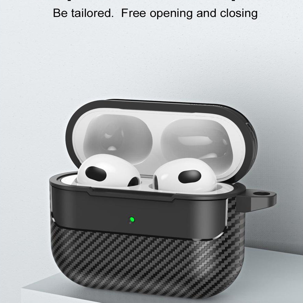 Custodia Techsuit CarbonFiber per Apple AirPods 3, Nera
