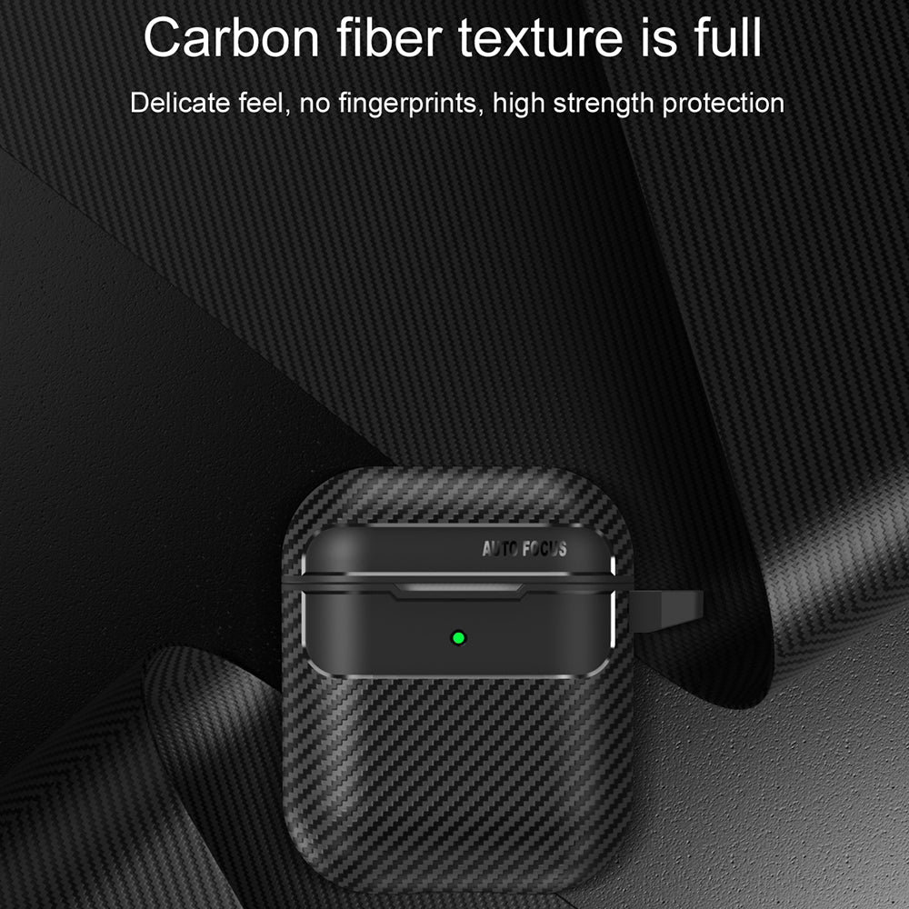 Custodia Techsuit CarbonFiber per Apple AirPods Gen 2 / Gen 1, Nera