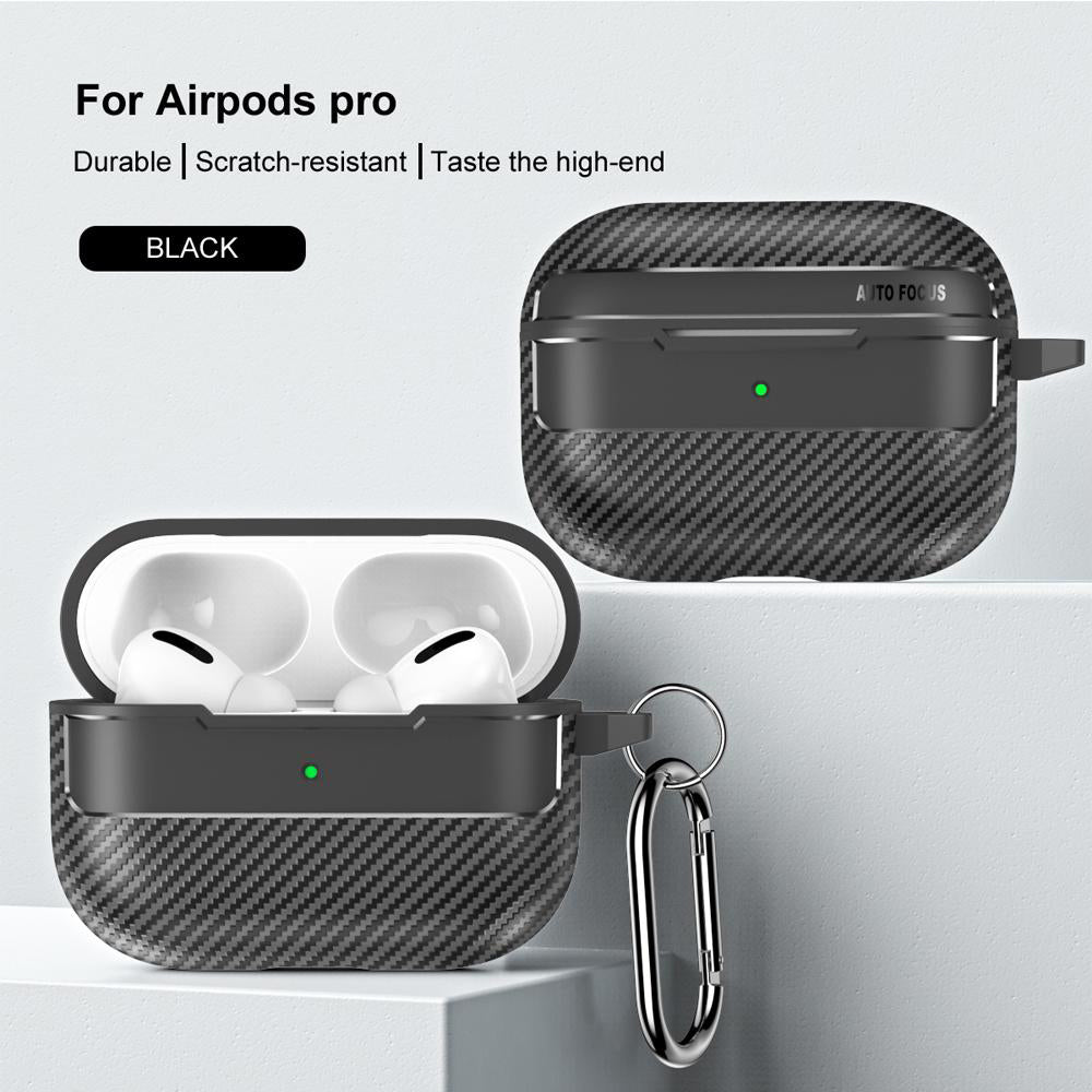 Techsuit CarbonFiber Hülle für Apple AirPods Pro Series, Schwarz