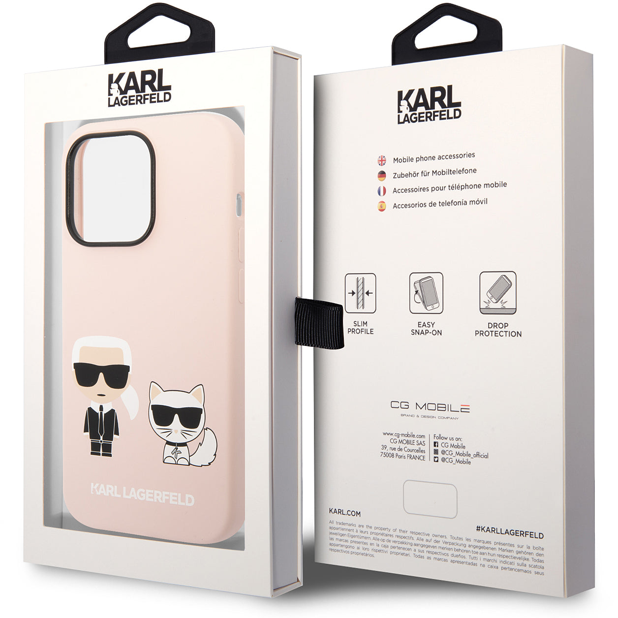 Custodia MagSafe per Apple iPhone 14 Pro Max, Karl Lagerfeld, Silicone Body Karl & Choupette, Rosa
