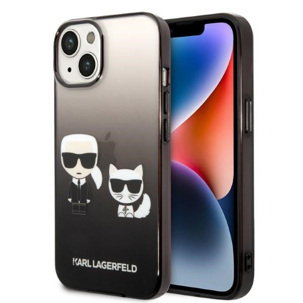Custodia per Apple iPhone 14 Plus, Karl Lagerfeld, Gradient Karl & Choupette, Nera