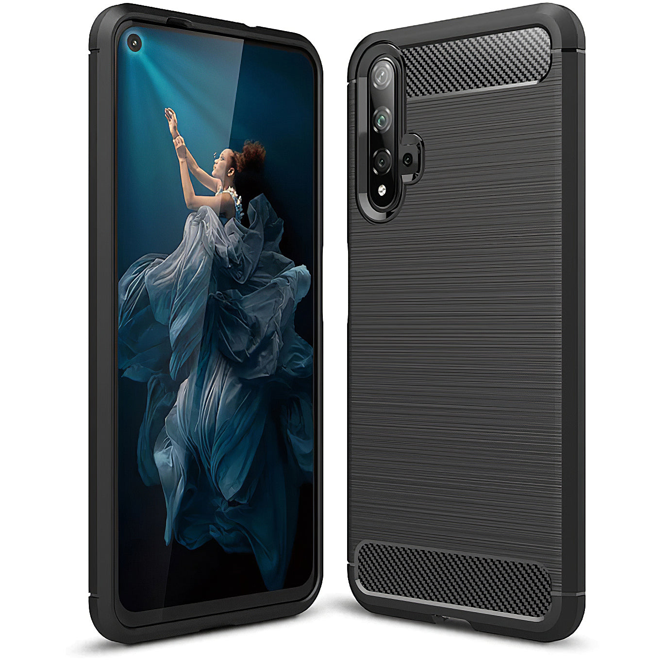 Custodia per Huawei nova 5T / Honor 20, OEM, Carbonio, Nera