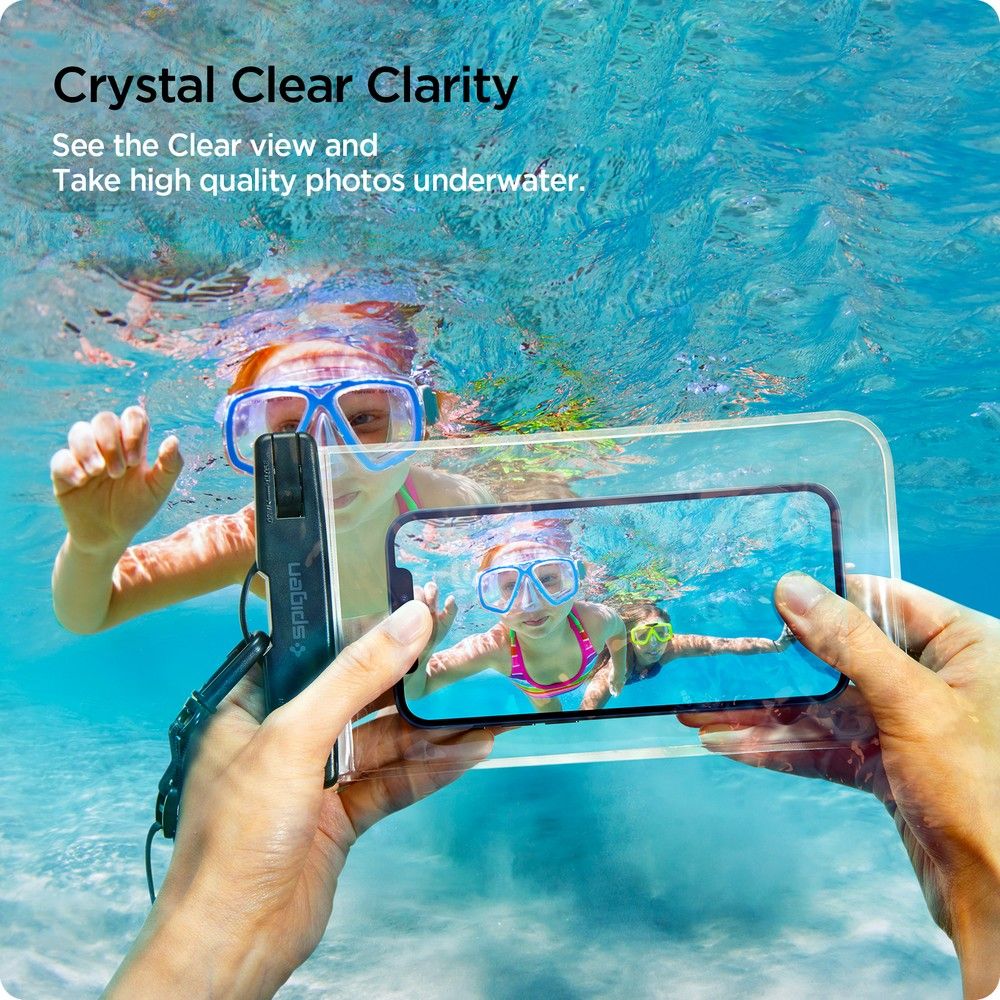 Custodia Universale Waterproof per Telefono max. 3.5inch - 7inch, Spigen, A601, Set 2 pezzi, Trasparente AMP03098