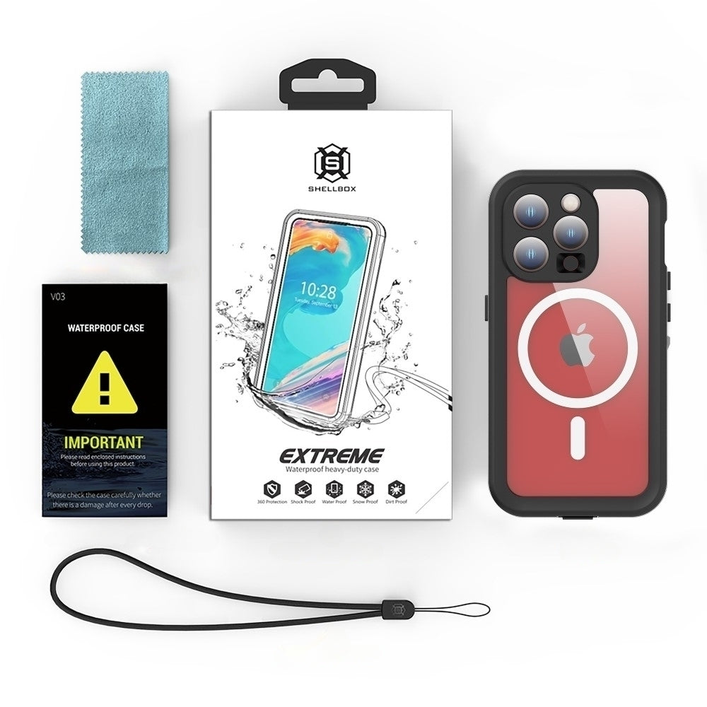 Custodia Waterproof MagSafe per Apple iPhone 15 Pro, ShellBox, Nera