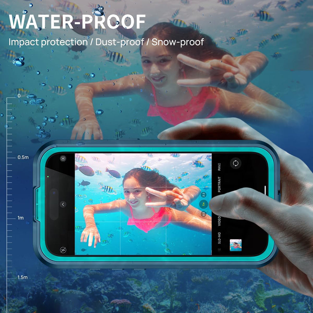 Custodia Waterproof per Apple iPhone 16, ShellBox, Carbonio, Nera