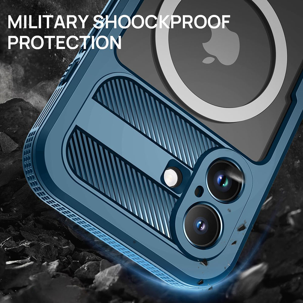 Custodia Waterproof per Apple iPhone 16, ShellBox, Carbonio, Nera