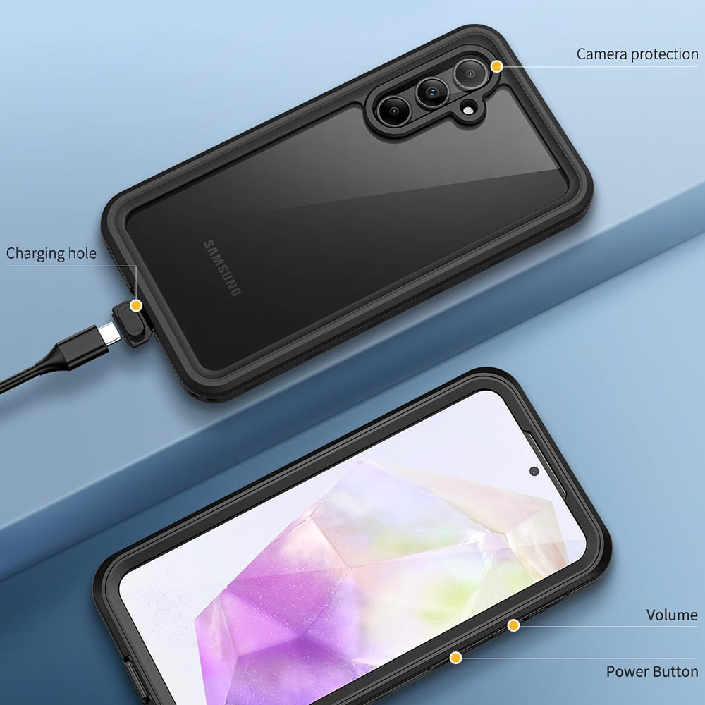 Custodia Waterproof per Samsung Galaxy A35 5G A356, ShellBox, Nera