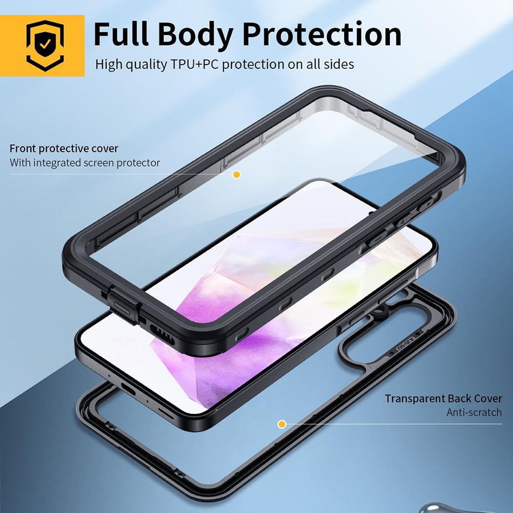 Custodia Waterproof per Samsung Galaxy A35 5G A356, ShellBox, Nera