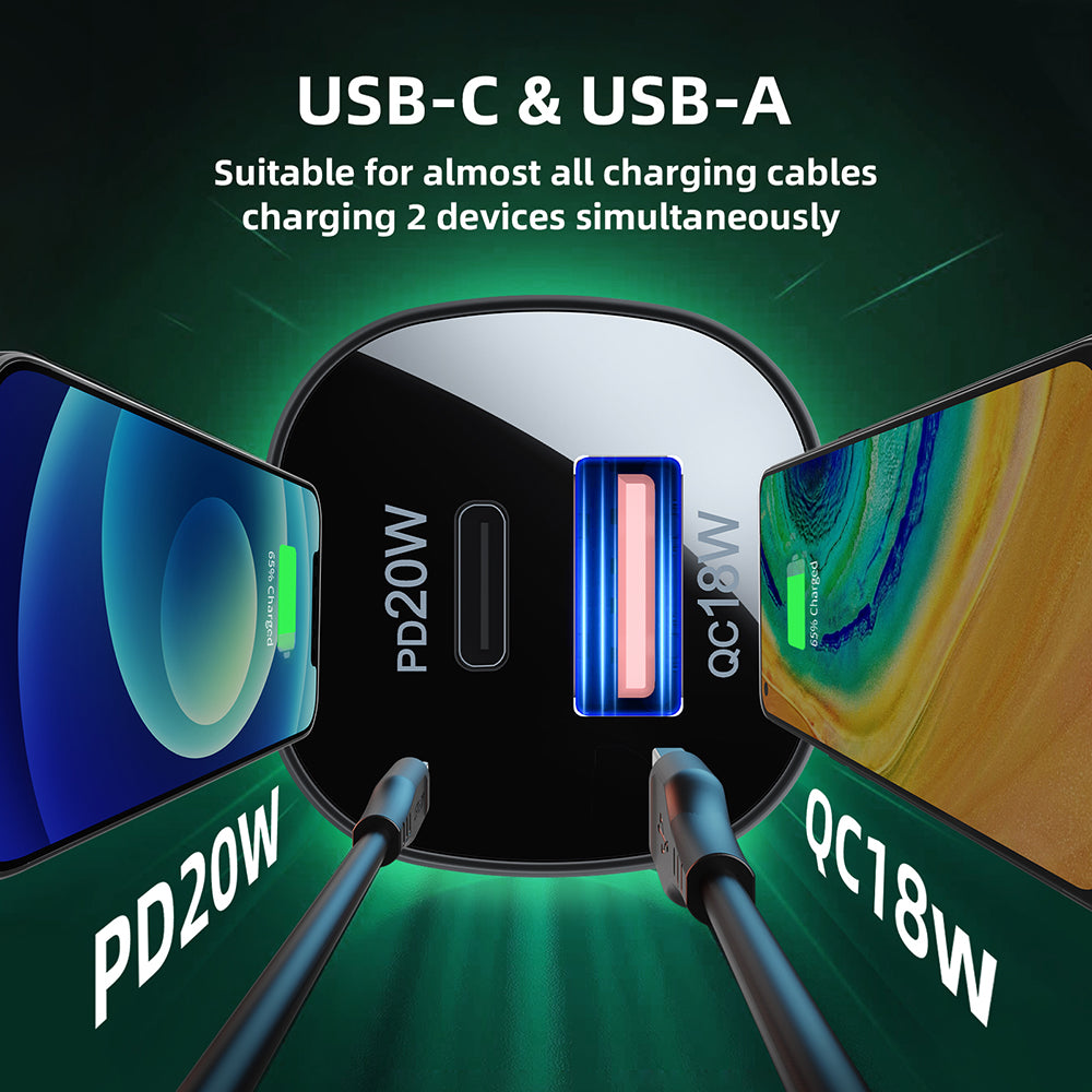 Auto-Ladegerät Acefast B1, 38W, 3A, 1 x USB-A - 1 x USB-C, Schwarz