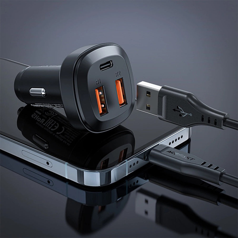 Caricabatterie Auto Acefast B9, 66W, 5A, 2 x USB-A - 1 x USB-C, Nero