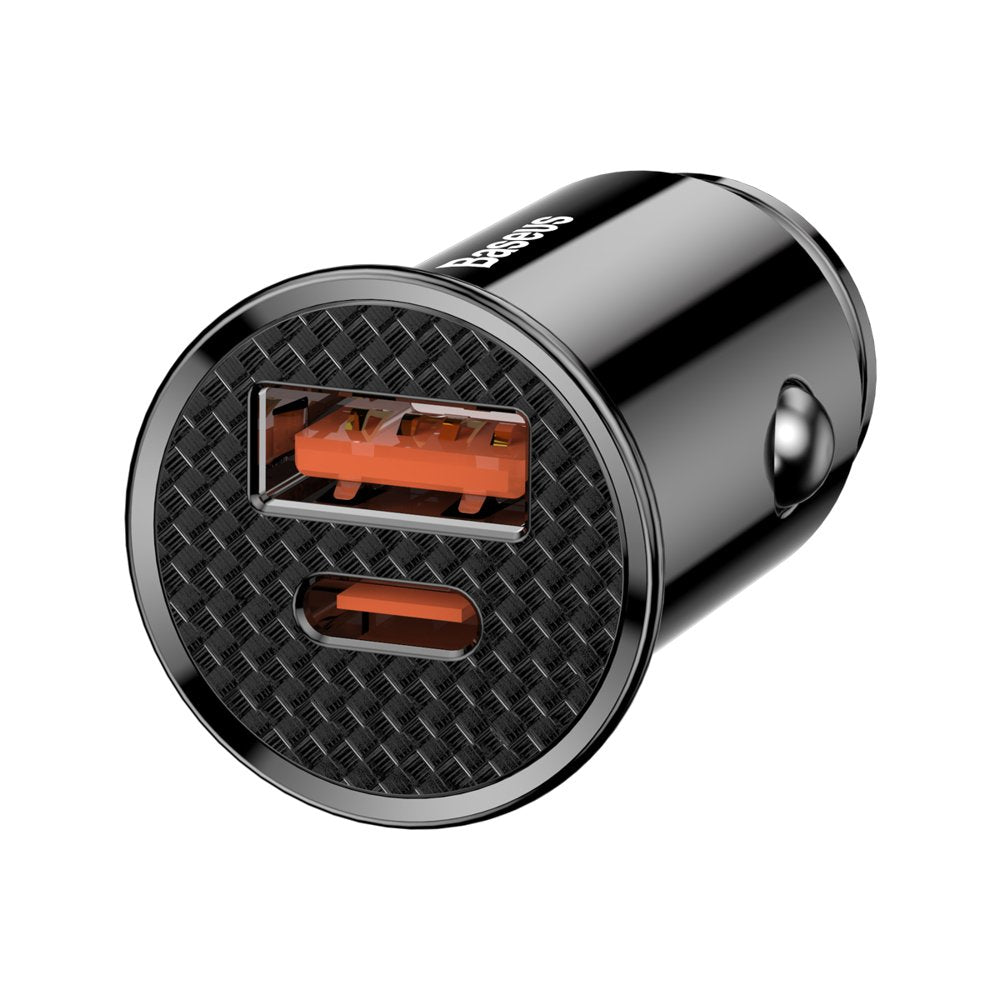 Chargeur de voiture Baseus, 30W, 3A, 1 x USB-A - 1 x USB-C, noir CCALL-YS01