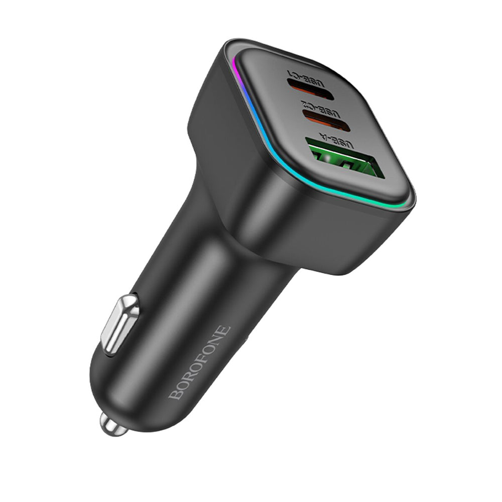 Auto-Ladegerät Borofone BZ28C Trophie, 60W, 3A, 1 x USB-A, 2 x USB-C, Schwarz