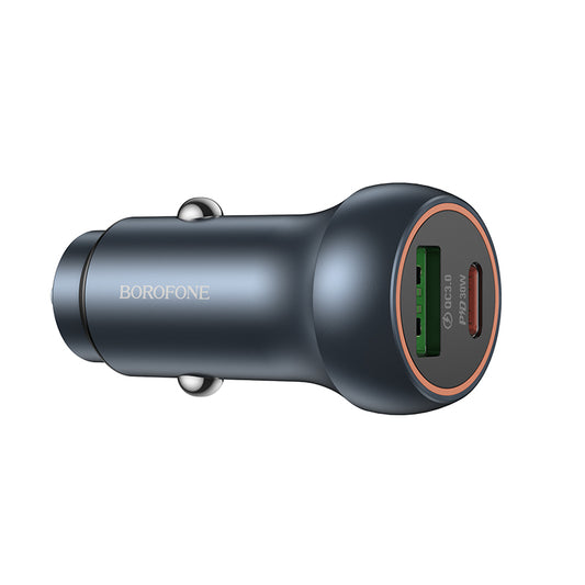 Chargeur de voiture Borofone BZ32B Fresh, 48W, 3A, 1 x USB-A - 1 x USB-C, Gris