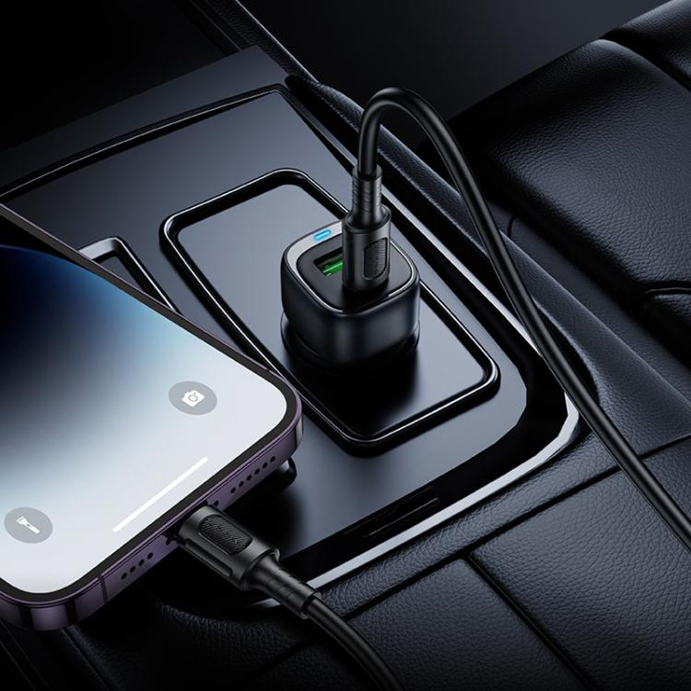 Caricabatterie Auto Borofone BZ34B Cloud, 38W, 3A, 1 x USB-A - 1 x USB-C, Nero