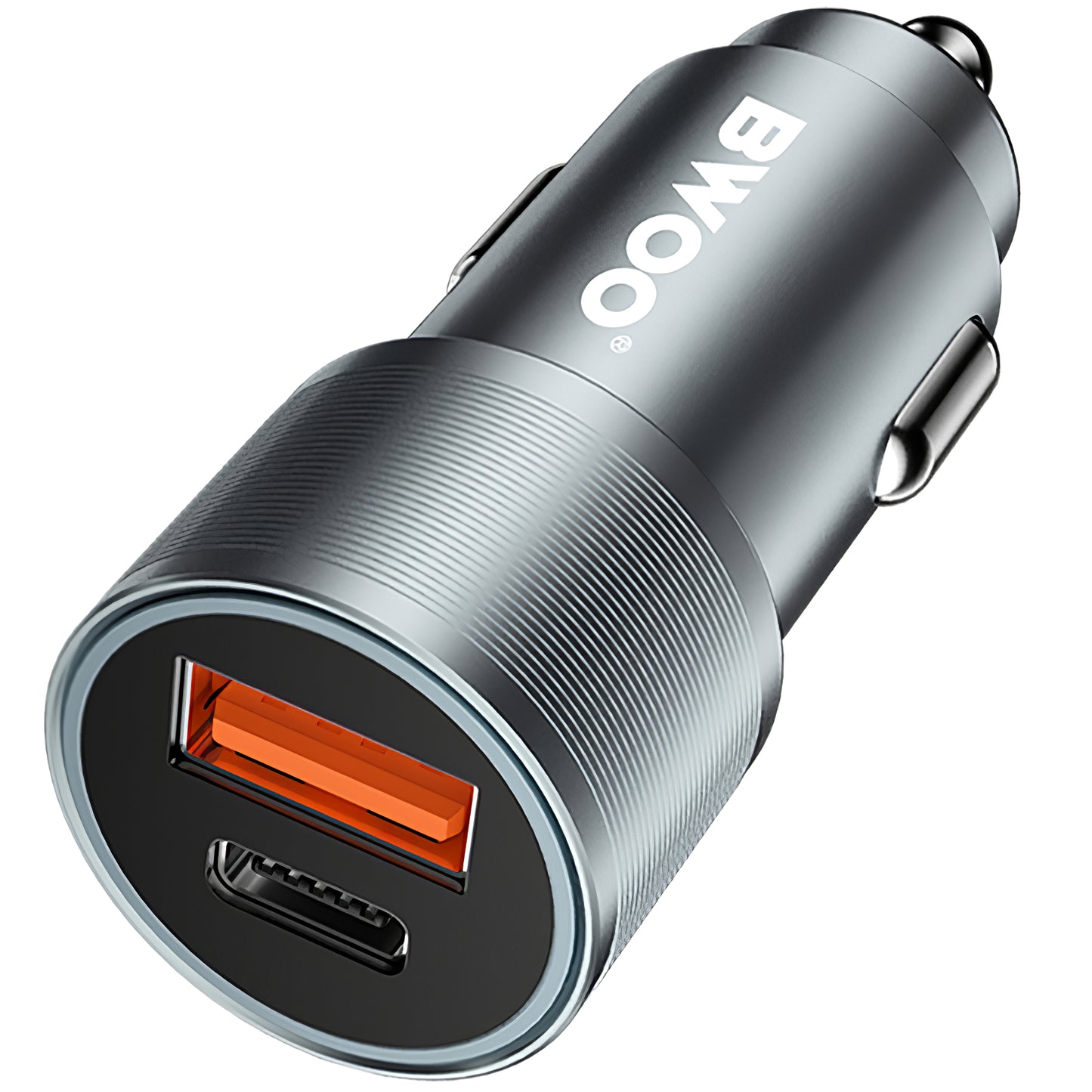 Autoladegerät BWOO BO-CC73, 38W, 3A, 1 x USB-A - 1 x USB-C, Silber