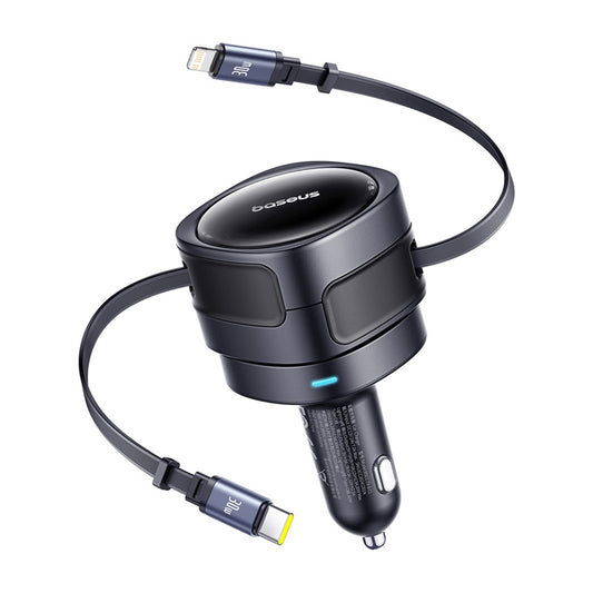 Caricabatterie Auto Con Cavo USB-C / Lightning Baseus Enjoyment Max, 60W, 3A, Nero C00035507121-00