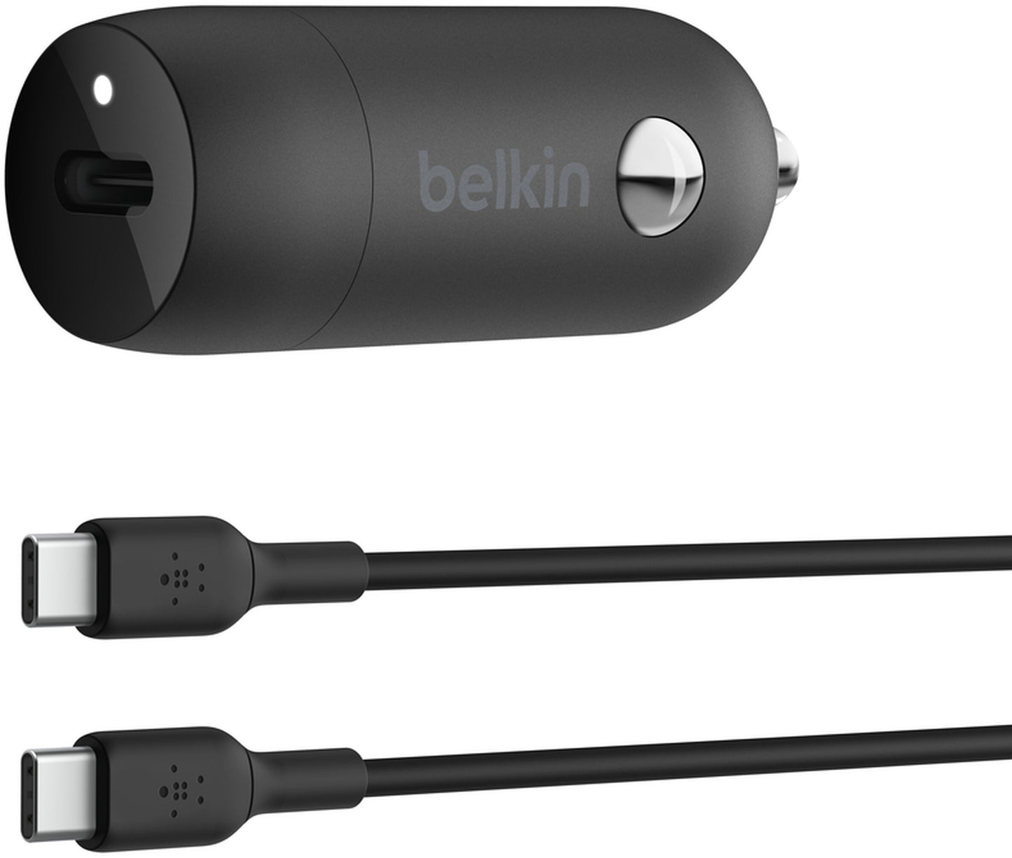 Chargeur Auto Avec Câble USB-C Belkin BoostCharge, 30W, 3A, 1 x USB-C, Noir CCA004bt1MBK-B6