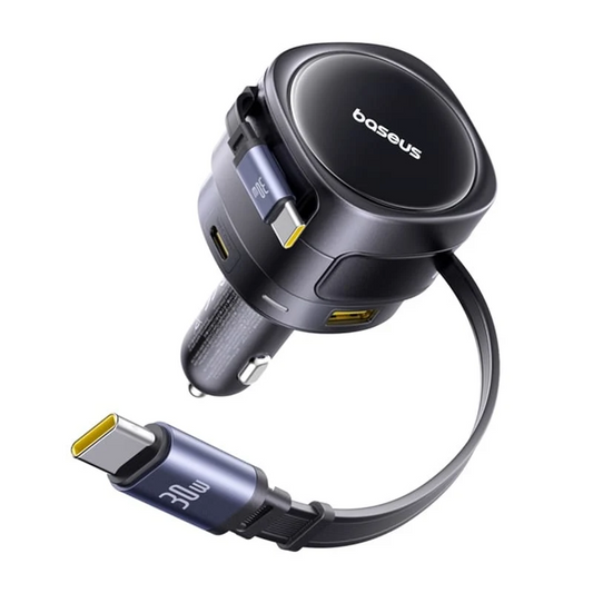 Chargeur de voiture avec câble USB-C Baseus Enjoyment Max, 90 W, 1 x USB-A - 1 x USB-C, noir C00035507121-03