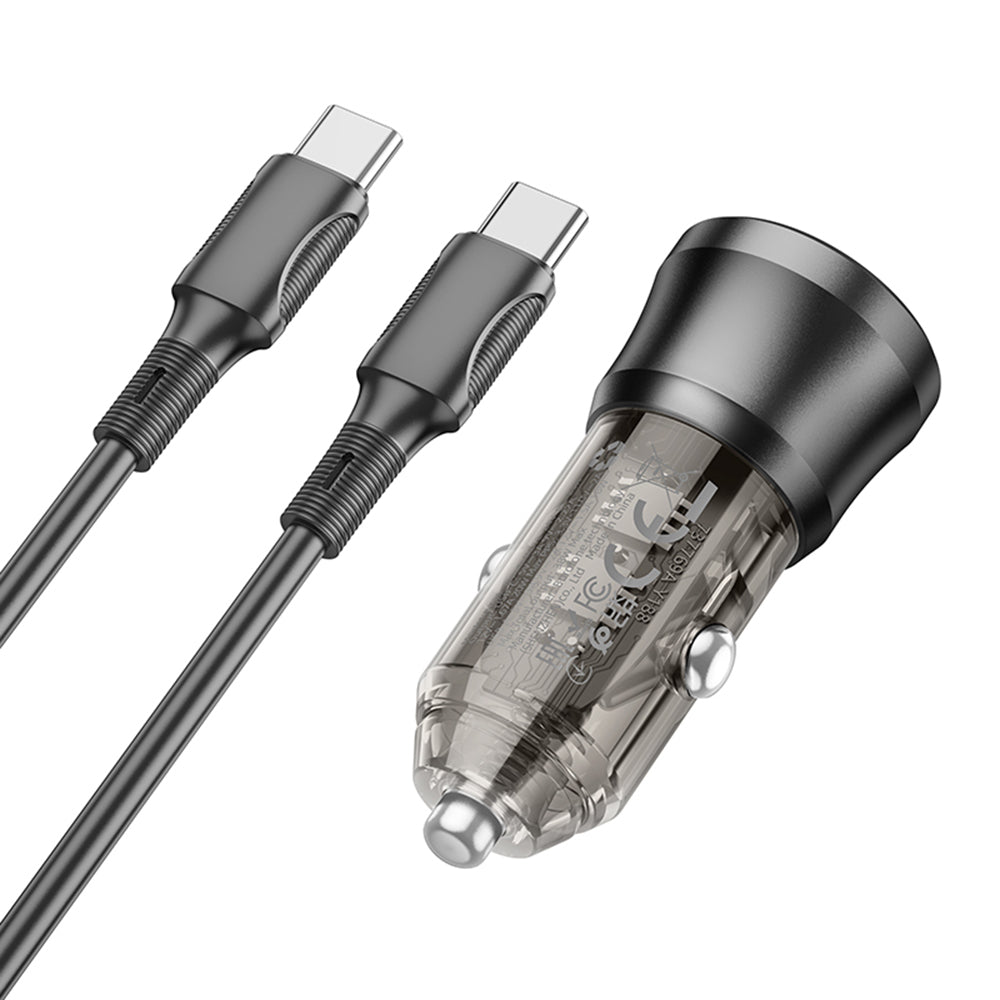 Auto-Ladegerät mit USB-C Kabel Borofone BZ25 Journey, 38W, 3A, 1 x USB-A - 1 x USB-C, Schwarz