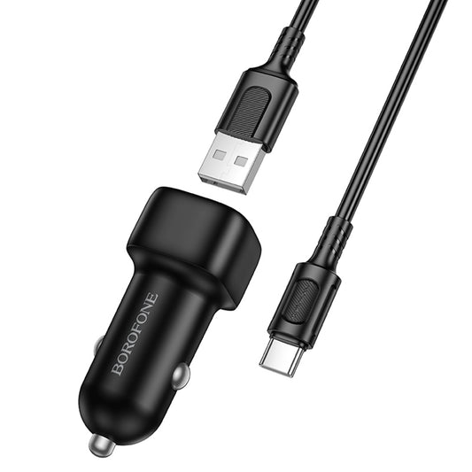 Caricabatterie Auto con Cavo USB-C Borofone BZ34 Cloud, 18W, 3A, 1 x USB-A, Nero