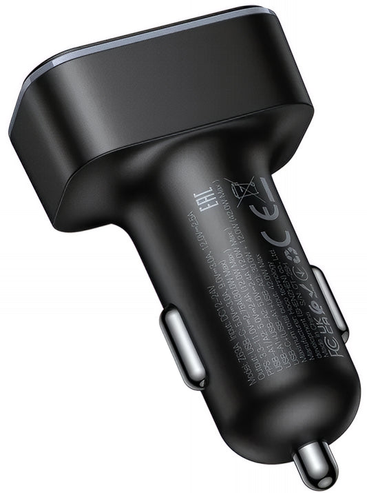 Chargeur de voiture HOCO Z63A Display, 42W, 3A, 1 x USB-C - 2 x USB-A, Noir